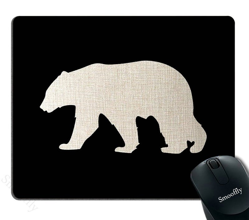 Smooffly Black Mouse Pad,Black Background Bear Customized Rectangle Non-Slip Rubber Mousepad Gaming Mouse Pad - Image 1
